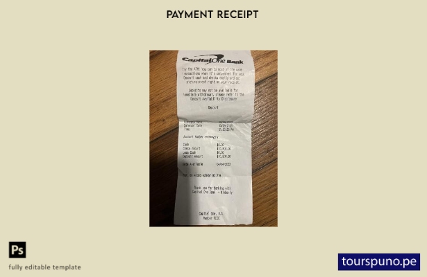 lista para imprimir plantilla de recibo de pago de USA Capital one